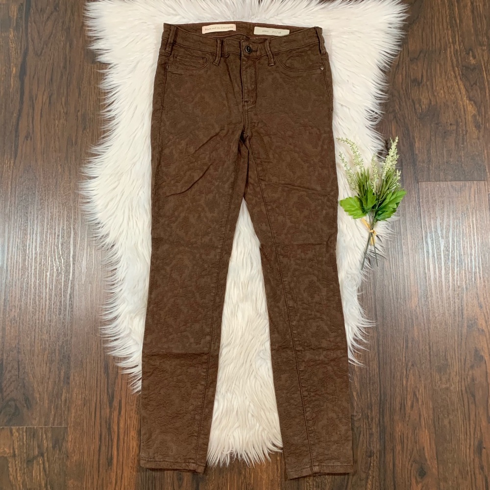 Pilcro Anthropologie Embossed Jeans Brown Textured